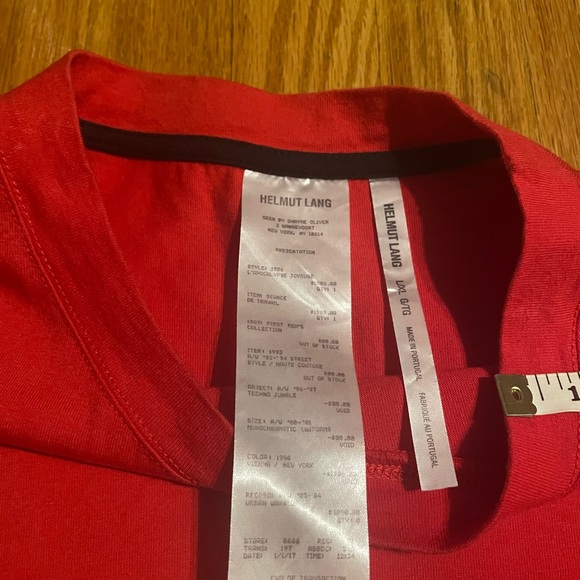 [Cropped] HELMUT LANG T Shirt Short Sleeve Big Logo Black Print Red Size L - Picture 4 of 5